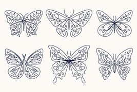 六个手绘风格的蝴蝶矢量素材