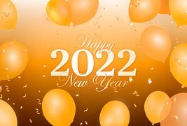 黄色气球设计2022新年快乐背景矢量素材