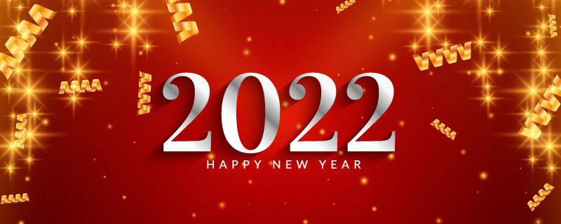 金色闪亮的2022新年快乐banner矢量素材