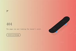 创意滑板动画404错误页面模板