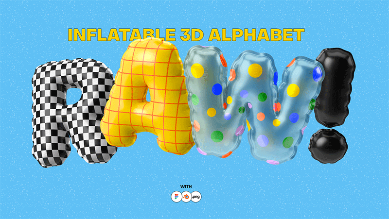 85个3D气球字体PNG素材下载