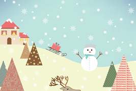 冬季雪人雪景背景设计矢量素材下载