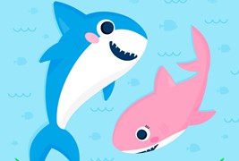 蓝色和粉色的鲨鱼宝宝矢量素材