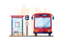城市公交和公交站台矢量素材