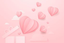 粉色折纸爱心设计情人节背景矢量素材