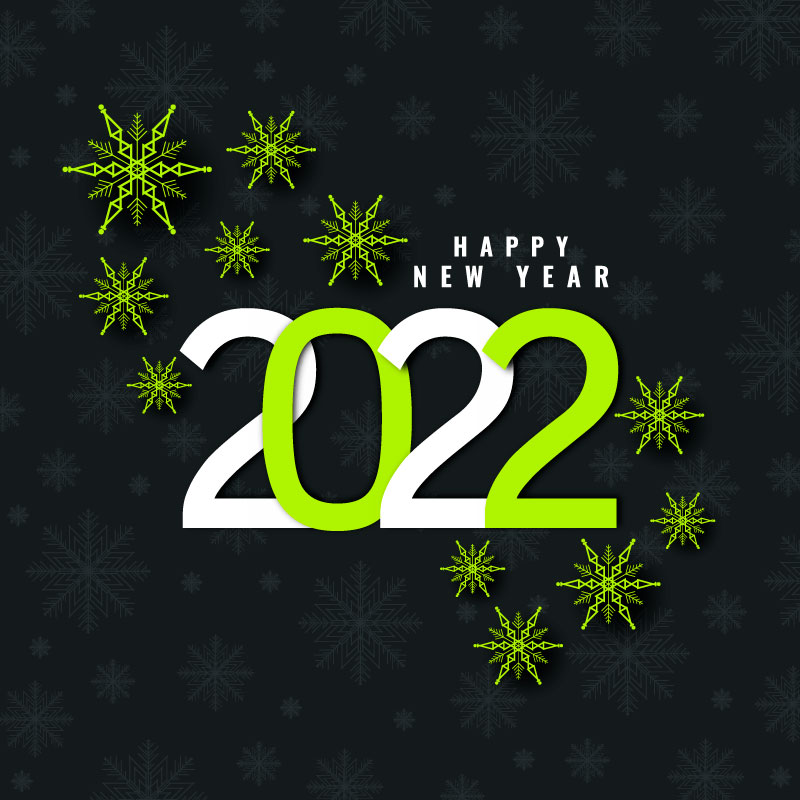 创意绿色雪花设计2022新年快乐背景矢量素材